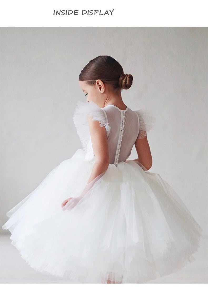 Teenage Girls Dress Children's Clothing Party Elegant Princess Long Tulle Baby Girls Kids Lace Wedding Ceremony Dresses