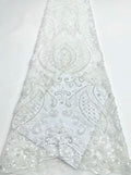 African Tulle Lace Fabric French Sequins Fabric Sewing Embroidery With Beads Lace Tulle Mesh Nigeria Dress 5 Yards sewing SZ1682