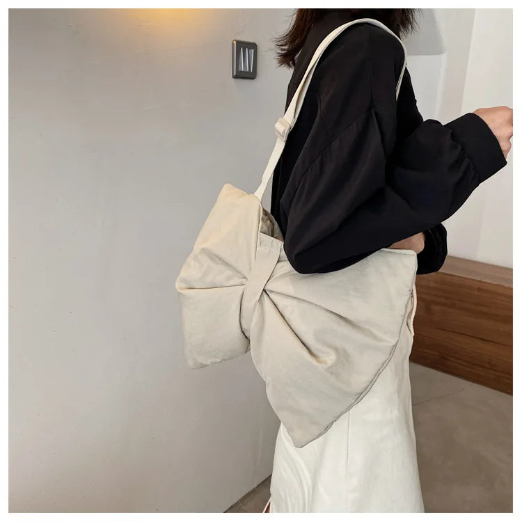 Soft Nylon Women's Portable Shoulder Bag Large Capacity Female Commute Crossbody Bags Simple Design Ladies Tote Purse Handbags