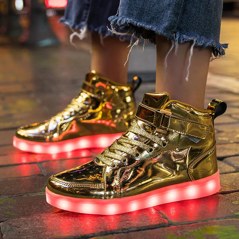 Kid Shoes Boy Girl Children Women Men Spring Summer Fashion Casual Sport Sneakers Led Light Up Dance Boots