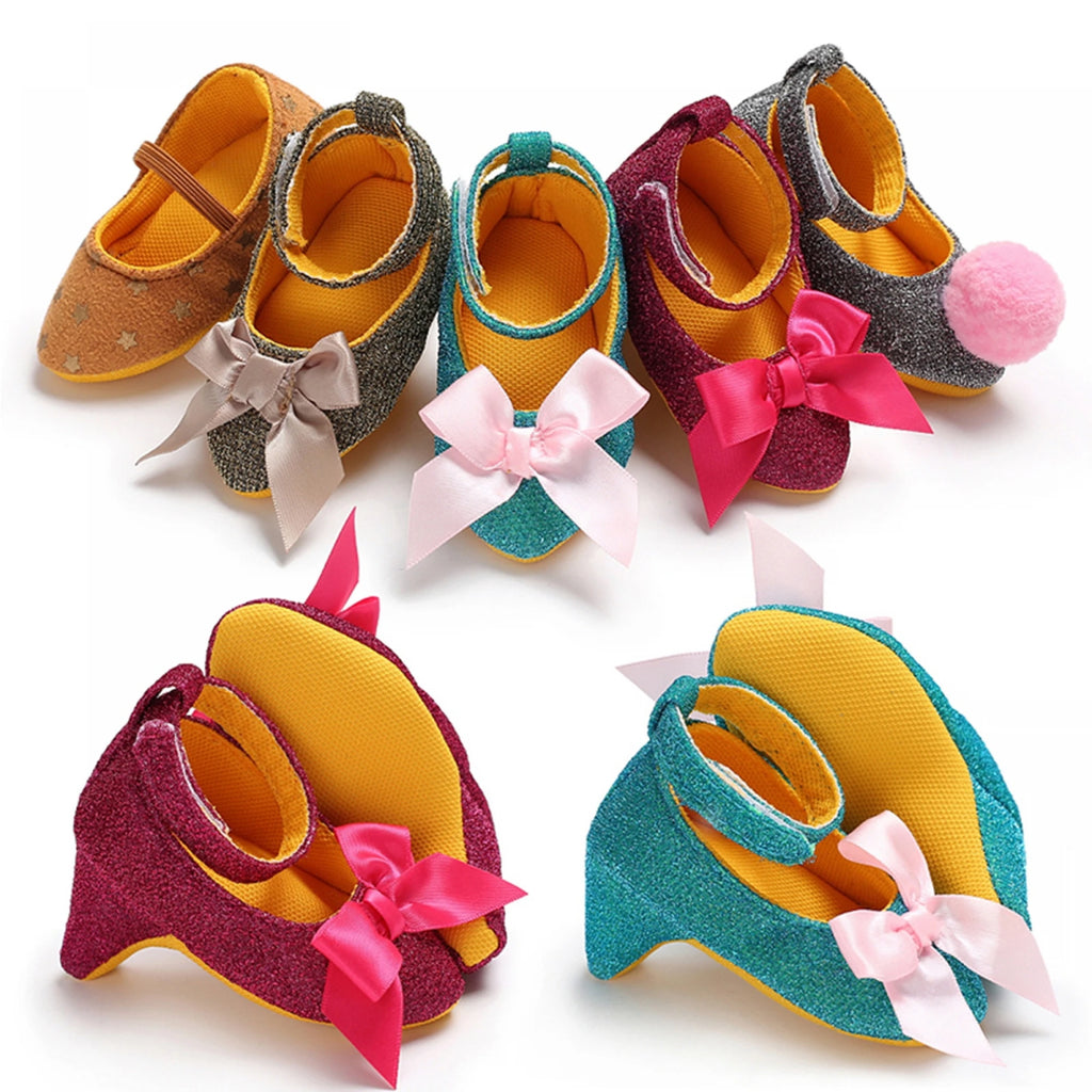 Baby Girls Princess High Heels Photography Accessories Cute Fashionable Infant Bow Decor Dress Shoes Party Photography Props