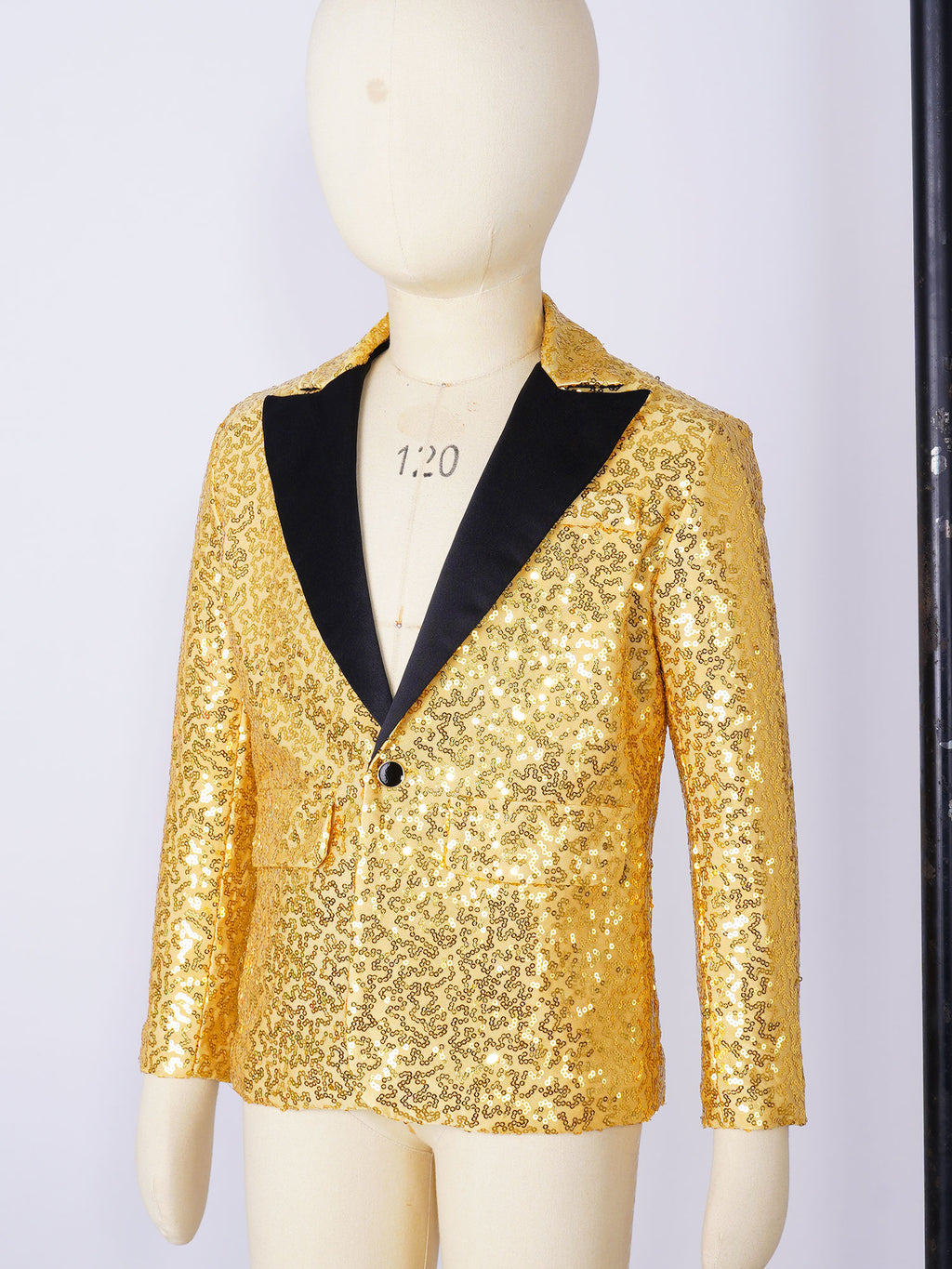 Kids Boys Fashion Shiny Sequins Lapel Suit One Button Jacket Coat Blazer Tuxedo for Wedding Birthday Party Stage Performance