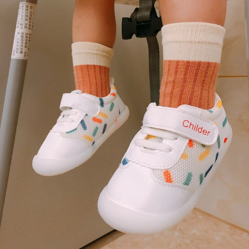 Kid Sneakers 2025 Spring New Mesh Baby Shoe Soft Sole Anti Slip Walking Shoe Light Girl Shoes Allmatch Boy Kid Shoes Кроссовки