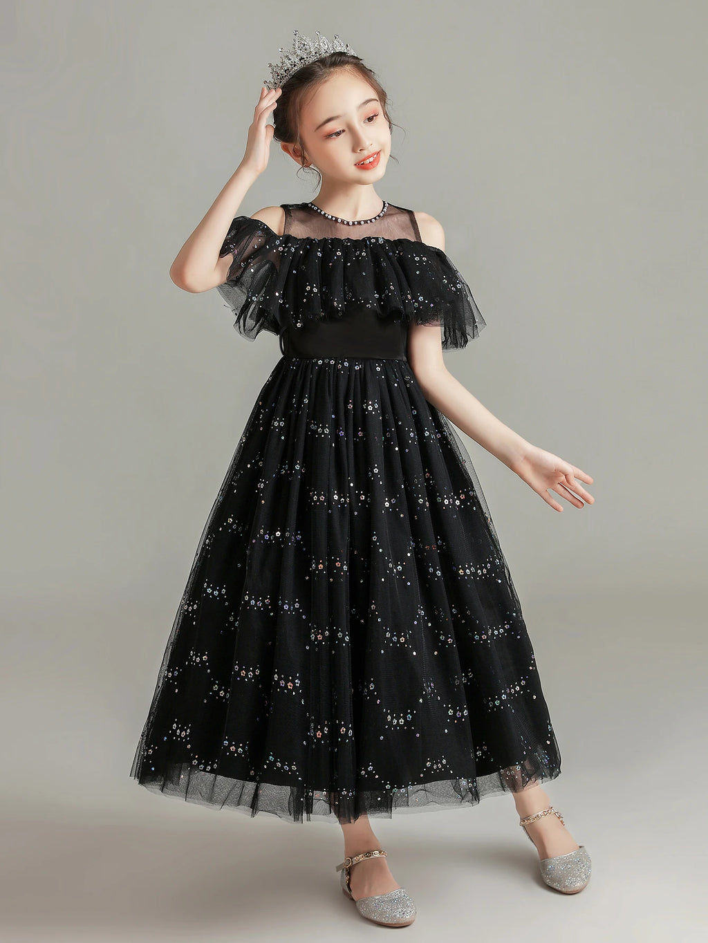 Summer Kids Party Dress Girls 5-12 Years Old Wedding Flower Girl Dress In Stock