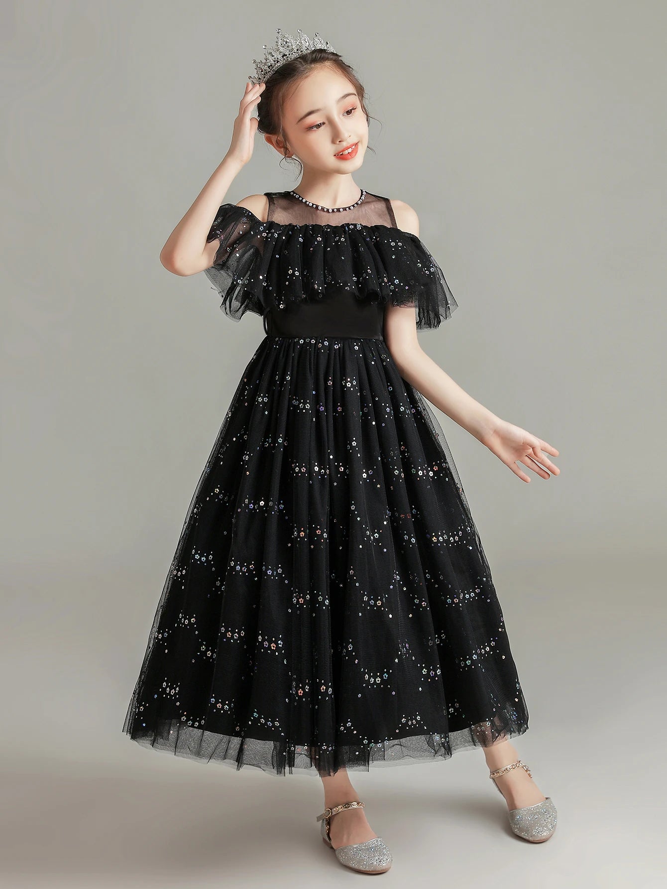 Summer Kids Party Dress Girls 5-12 Years Old Wedding Flower Girl Dress In Stock