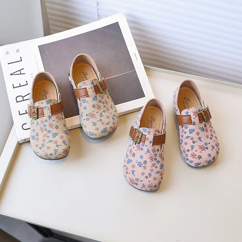Zapatos De NiñaRetro Girl Shoe Autumn New Girl Leather Shoe Floral Princess Shoe Soft Sole Casual Kid Shoes Allmatch Women Shoes
