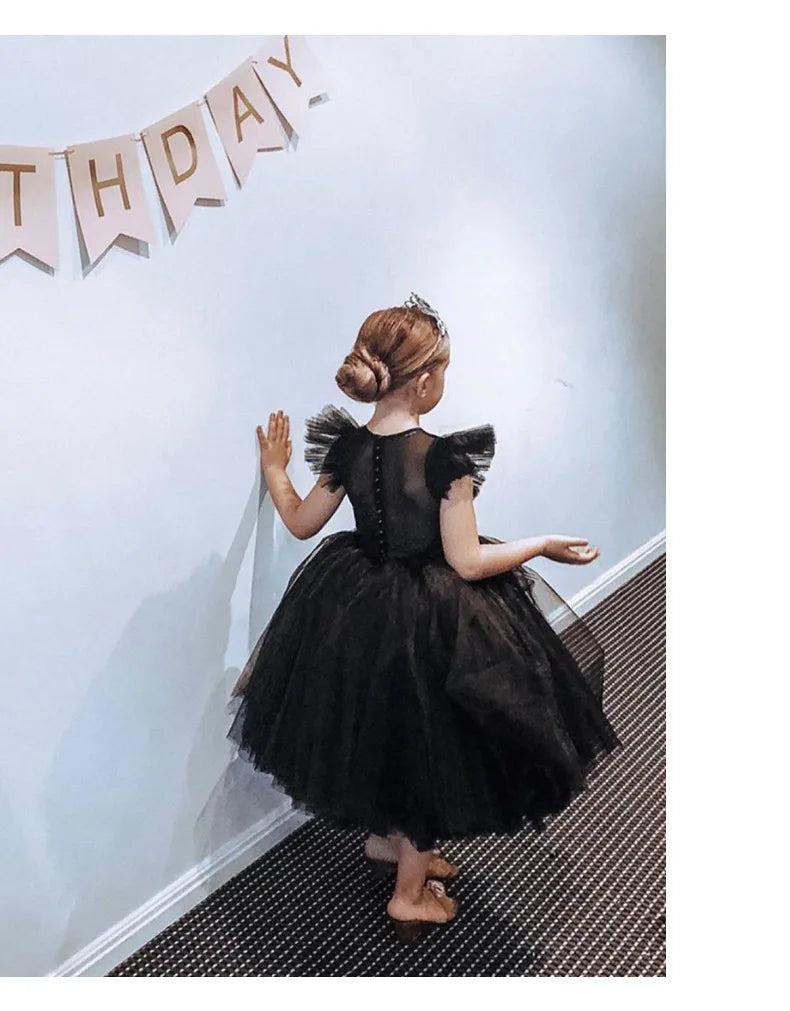 Teenage Girls Dress Children's Clothing Party Elegant Princess Long Tulle Baby Girls Kids Lace Wedding Ceremony Dresses
