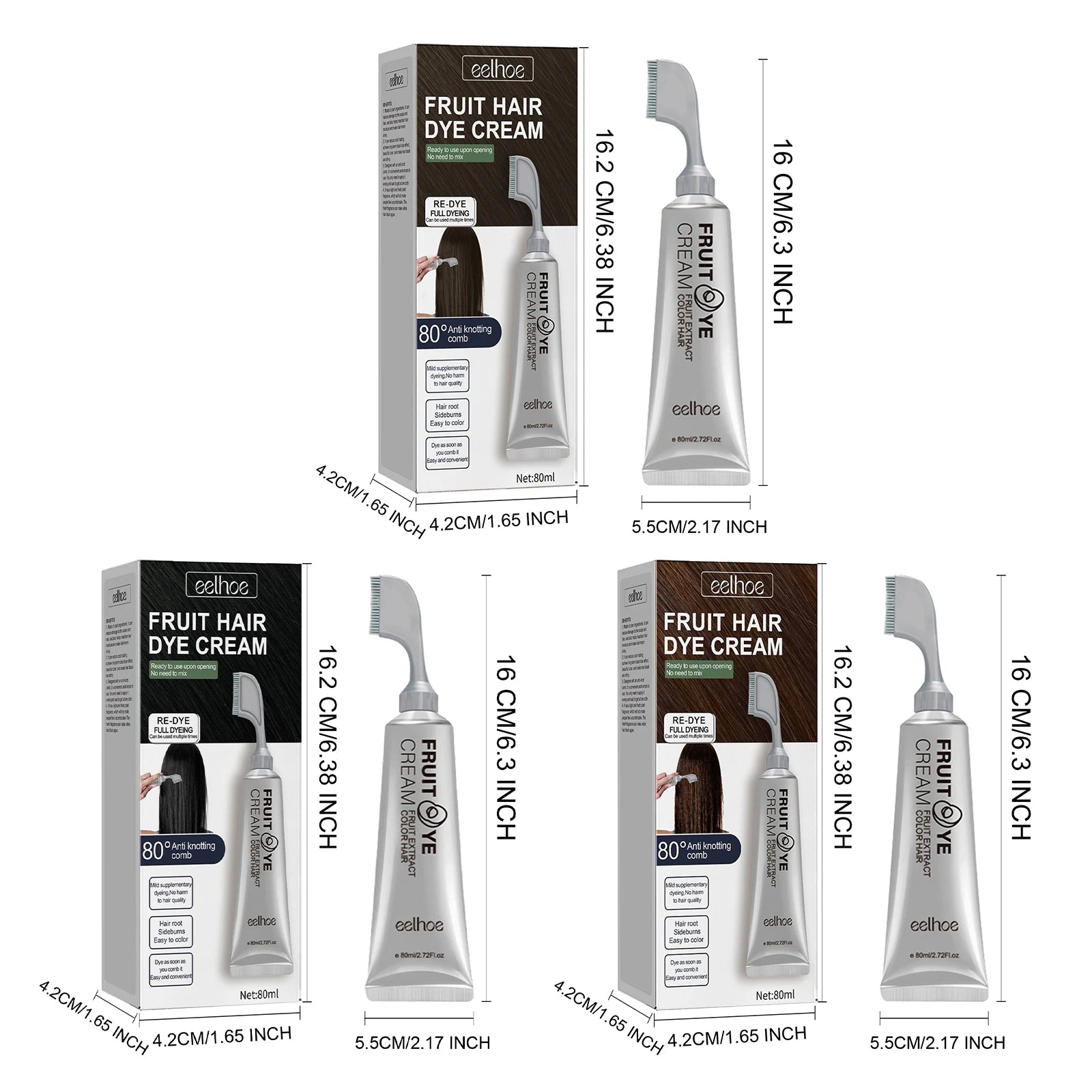 Fruit Hair Dye Cream Quick Coloring Enhance Hair Shine Nourishing Promote Hair Growth Moisturizing Black Hair Hairdressing Cream