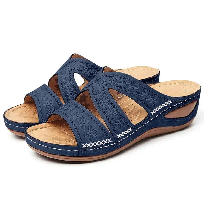 Summer Women Wedge Sandals Premium Orthopedic Open Toe Sandals Vintage Anti-slip Leather Casual Female Platform Retro Shoes