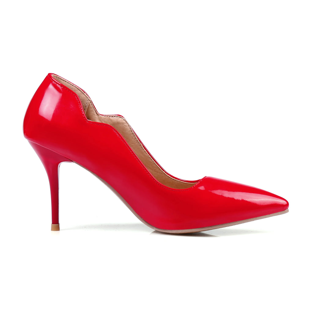 Nude High-Heeled Shoes for Women, Thin Heels, Pointed Toes, Small Size 30, 2024 New Style for Ladies, Elegant Spring and Autumn White Sexy Patent Leather Professional Black Women's Single Shoes, European and American Extra La