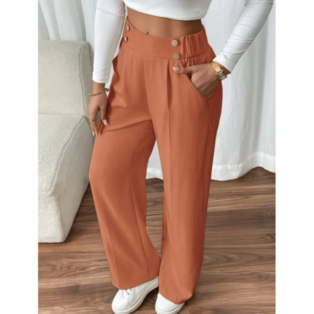 Women's Trousers Casual High-waisted Trousers Loose Temperament Versatile Office Female Straight Long Pants 2025