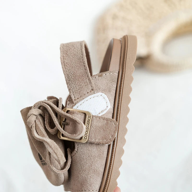 2025 Sandals for Boys Fashion Summer Shoes 3-16 Years Girls Open Toe Matte Pu Leather Shoes Sandals Children Slippers