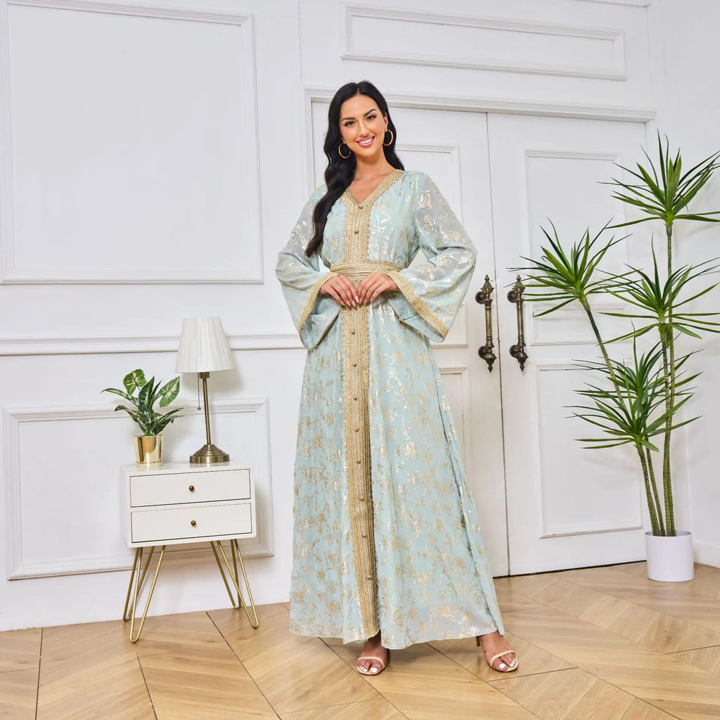 Summer Elegant Print Dress for Women Muslim Abaya Long Dress Dubai Party Evening Dress Islamic Turkey Kaftan Femme Vestidos Robe