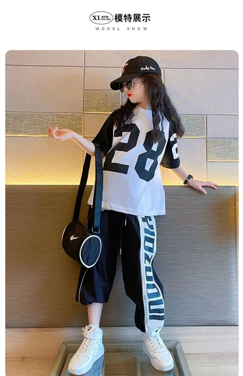 Girls Summer New Fashion Sports Cotton 2pcs T-shirts+Pants Suits 5-14 Years Teenage Girls Hiphop Oufits Tops Sets Kids Clothing