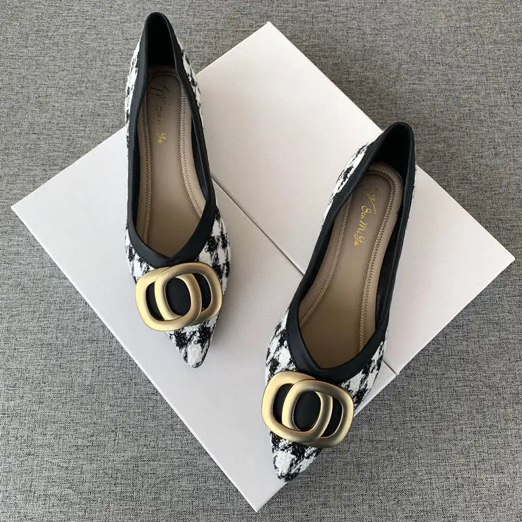 Office Shoes For Women 2025 Ladies Summer Footwear Luxury Leather Casual Formal Pointed Toe Low Heel Elegant Popular Wholesale H