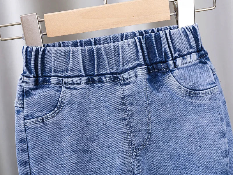 Jeans for Kids Girls Trousers Spring Autumn 2023 New Bow Bell-bottomed Stretch Princess pants for children Girl Denim Pants