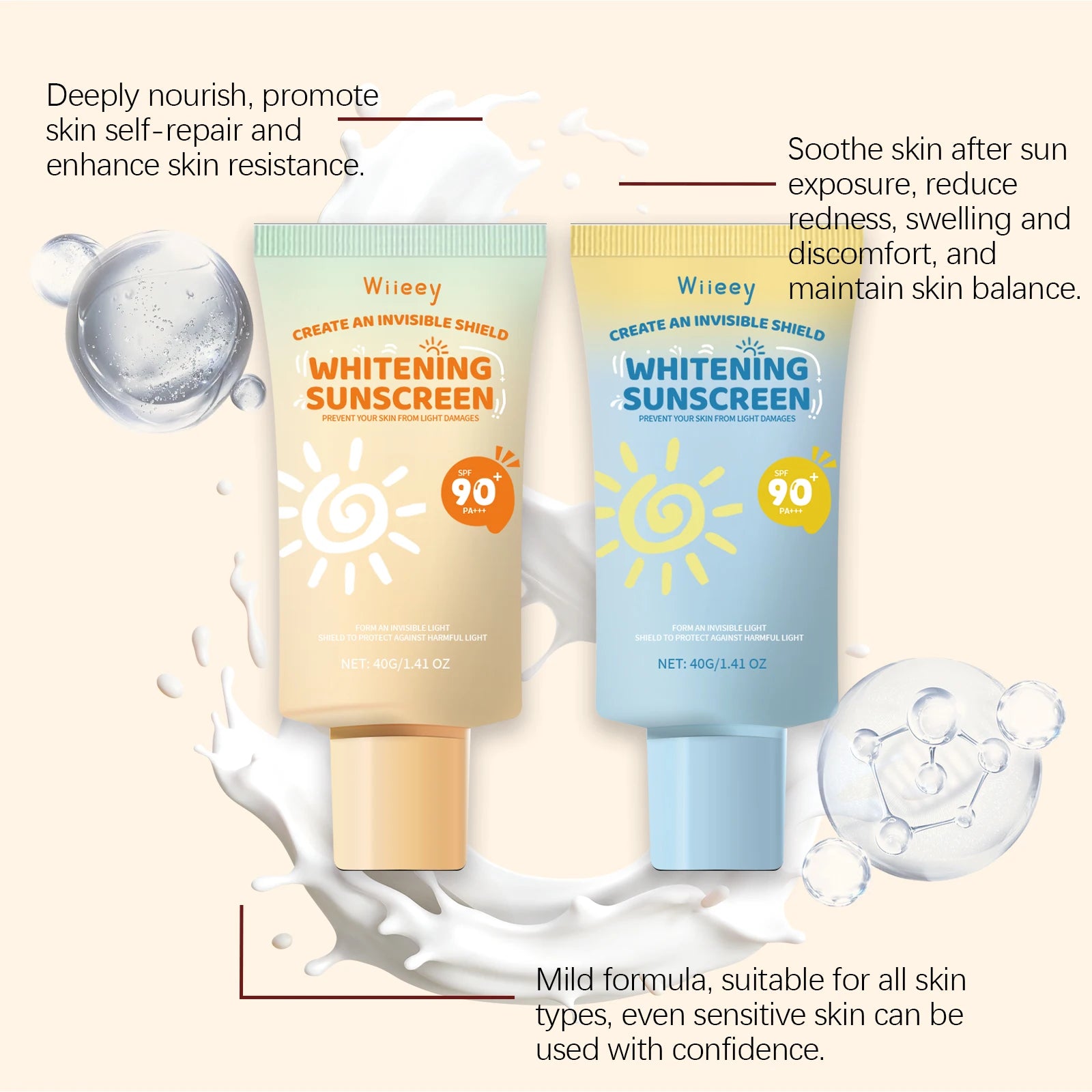 Children UV Protection Cream Lasting Sun Block Isolation Brightening Refreshing Oil Control SPF 90+Moisturizing Sunscreen Cream