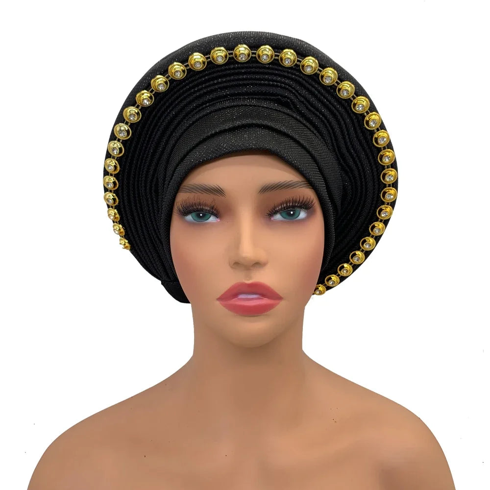 Nigeria Wedding Geles Party Headpiece Turbante Mujer Fashion African Auto Gele Headtie Women's Head Wraps