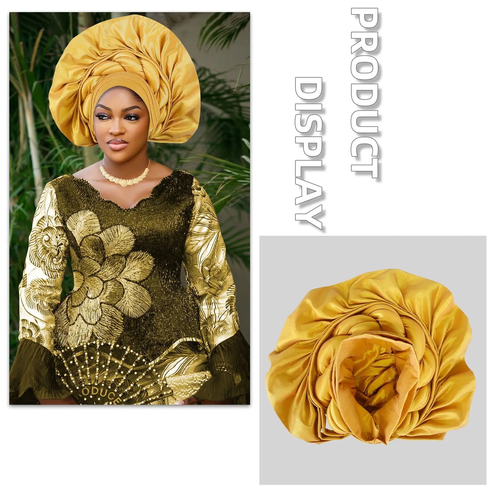African Female Turban Cap Women Autogele Headtie Nigeria Fan Geles Wedding Party Head Wraps Headwear Bonnet Hijab Hat Headscarf