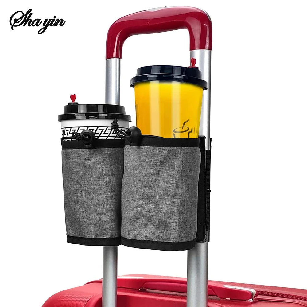 Travel Luggage Cup Holder Durable Free Hand Suitcase Drink Bag Travel Milk Tea Coffee Mugs Holder Fits All Suitcase Handles