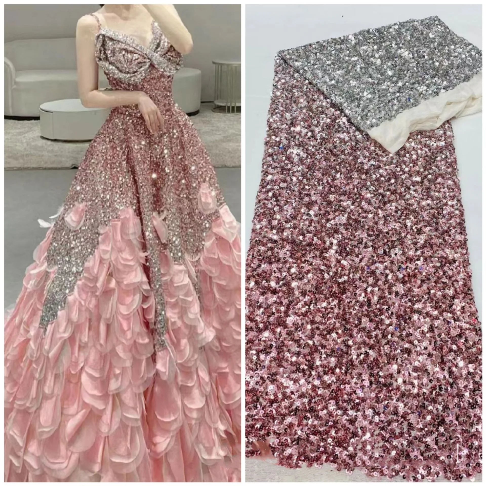 8 Colors High Quality Embroidery French Mesh For Nigerian Party Evening Dress Material African Gradient Sequins Net Lace Fabric