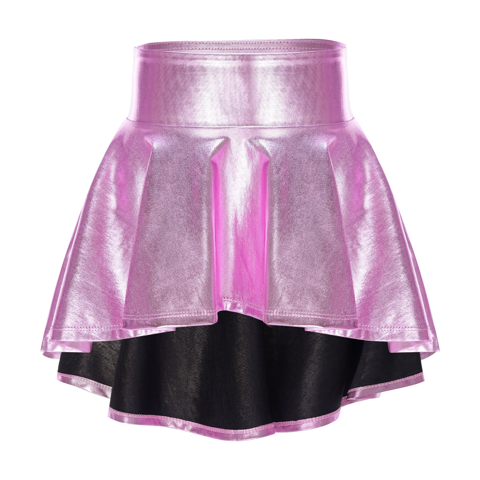 Girls Ballet Dance Skirts Solid Color Ruffle Irregular Hem Dance Party Costume Kids Dance Wear Bronzing Cloth Mini Skirts