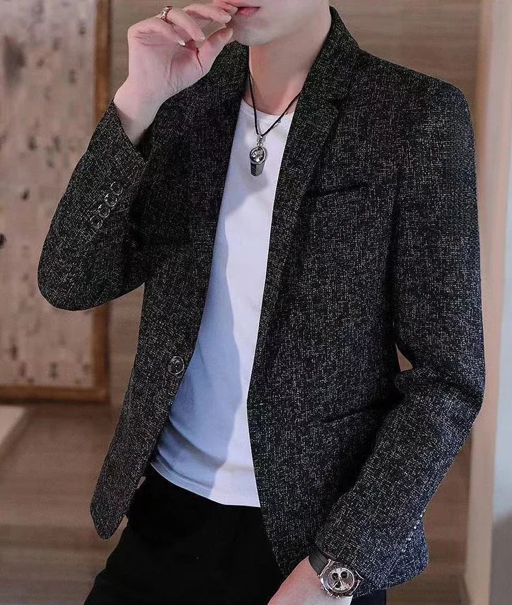 Short Party Men's Suit Jackets Coat Cropped Male Blazer Gray Summer Spring Clothes Luxury Designer Fashion 2025 Casual Vintage