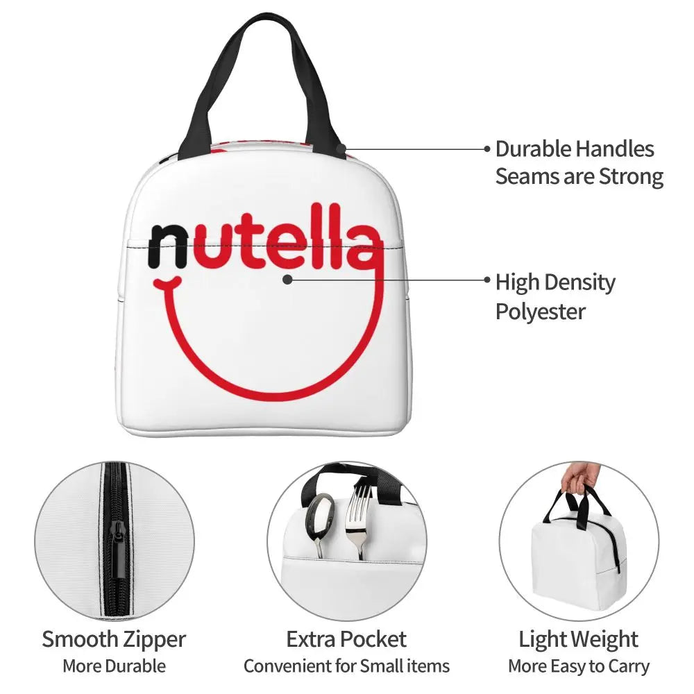 Custom Italy Nutellas Thermal Insulated Lunch Bag Women Portable Lunch Container for Outdoor Picnic Storage Food Box