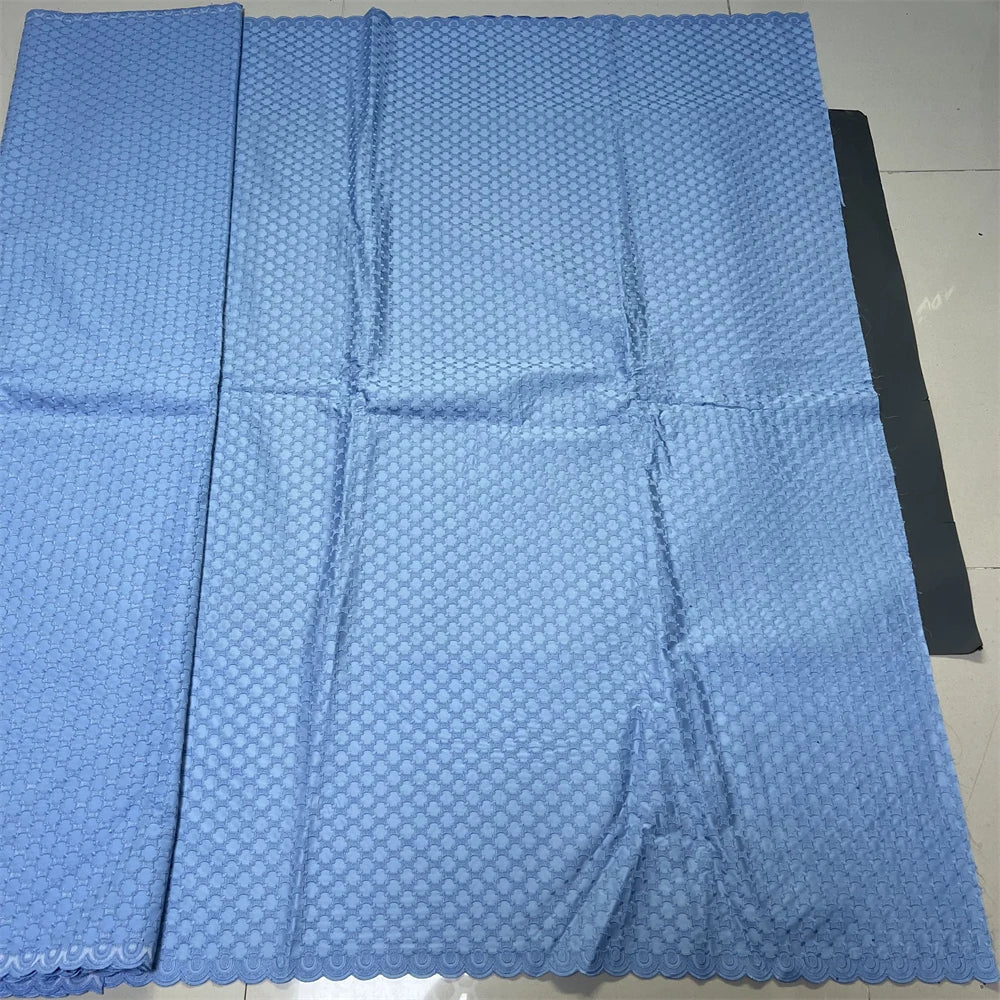 African Nigerian 2026 Tulle Lace Fabric Sewing for Dress High Quality Damask polish luxe Cotton Pure Embroidery 5Yard hz1410