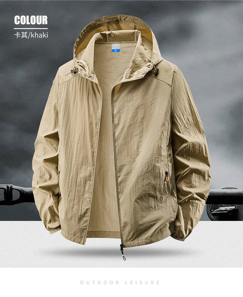 Fast Ship Summer Jackets Men Hooded Windbreaker Coats Camping Sunscreen Clothing Men Ultrathin Fishing Wearing Man Sportswear