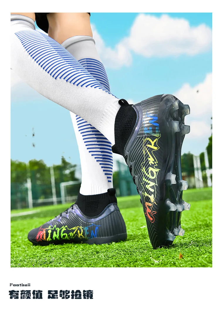 New Low Top Soccer Shoes for Men Teenage Boys Athletic Sports Training Footwear for Students on Lawn and Grass Fields