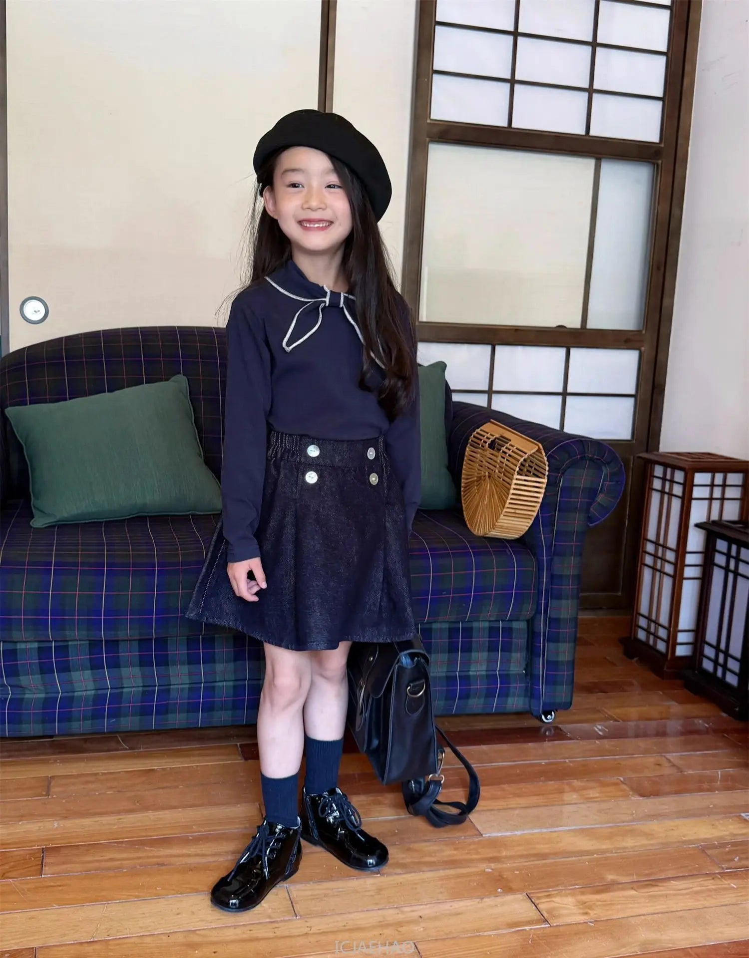 Teen Girl Clothes Waist Shell Button Denim Skirt and Top Kids Versatile Casual Outfits Children Costumes Vintage Girls Elastic