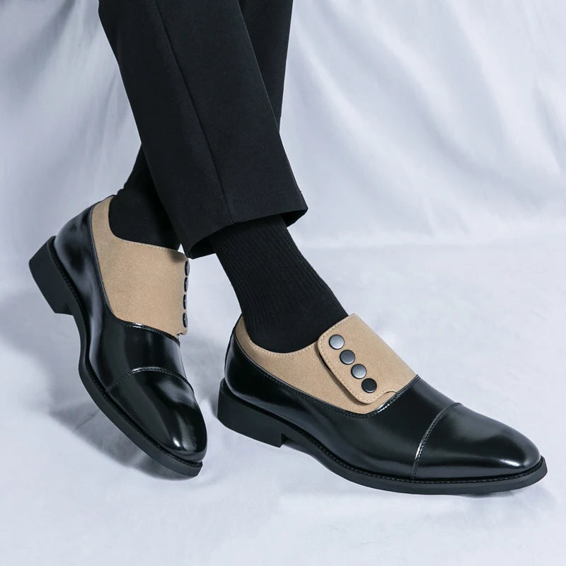 High End Brand Men's Leather Casual Shoes Office Men's Business Shoes Luxurious Banquet Pointed Toe Shoes for Wedding Brown