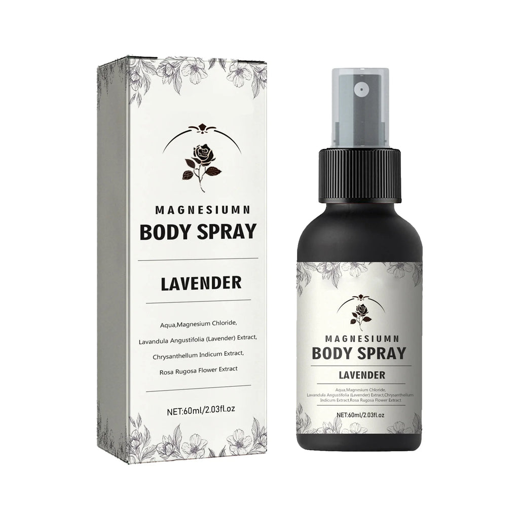 Magnesium Body Spray 60ml with Lavender Relax Muscles Improve Sleep, Natural Magnesium Chloride Flower Extracts, Fast Absorption