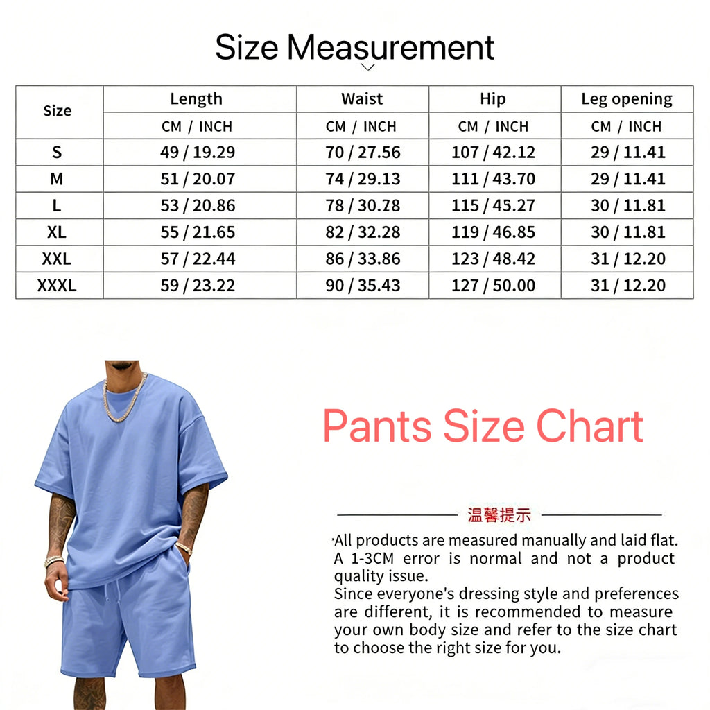 Men's two-piece clothing set, loose round-neck T-shirt and shorts set, casual sportswear, perfect for summer