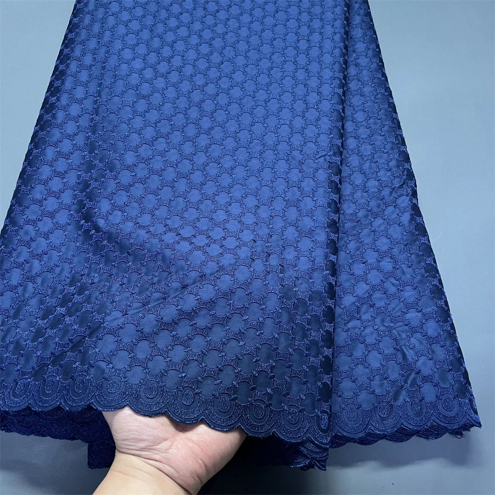African Nigerian 2026 Tulle Lace Fabric Sewing for Dress High Quality Damask polish luxe Cotton Pure Embroidery 5Yard hz1410