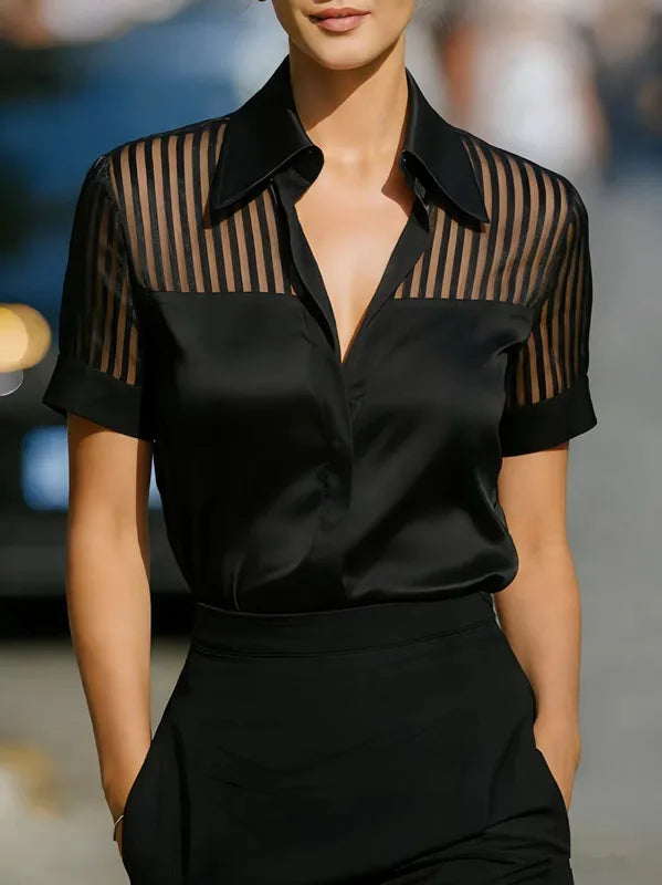 Women's Blouses and Shirts Elegant White Short Sleeve Blouse for Women Summer 2026 Fashion Turn-down Shirt Tops Blusas De Mujer