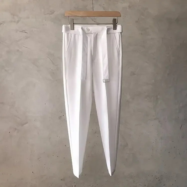Draped Office Trousers For Men Fluid White Man Suits Pants Work Summer 2025 Chinese Homme Clothing Premium Stylish Formal