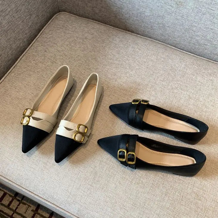 Ladies Summer Footwear Flat Office Black Shoes for Women 2025 Low Heel Elegant Pointed Toe Flats Beau Today High Quality 39 Shoe