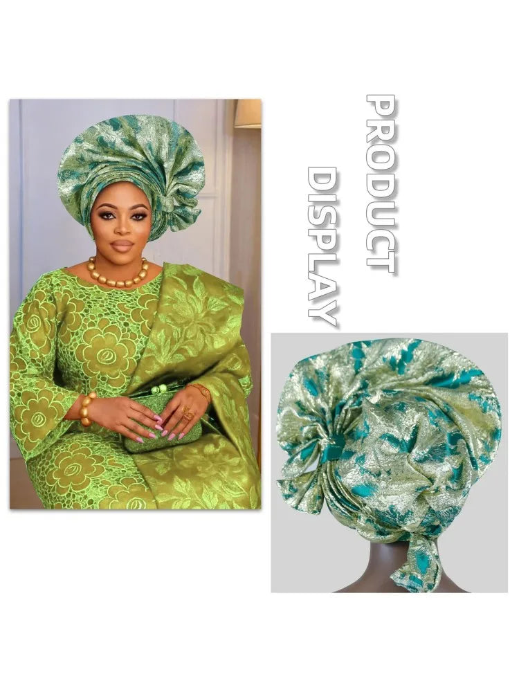 2026 New African Headtie Turban Nigeria Auto Gele Head Wraps Auto Gele Women's Turban Cap Wedding Geles Muslim Head Wraps Bonnet