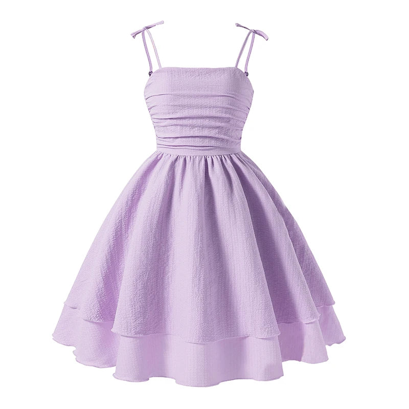 Teen Girls 13-16 Fashion Dress, Adjustable Strap Smocked Back A-Line Dress, Cute Comfortable Versatile for Daily Outings