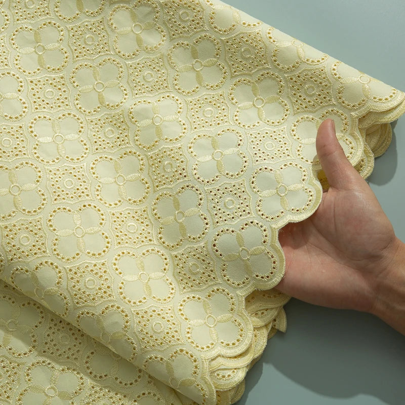 Smooth African Cotton Lace Fabric 5 Yards 2025 Swiss Voile High Quality Nigerian Cotton Lace Fabric For Sew Diy Men Cloth F3808