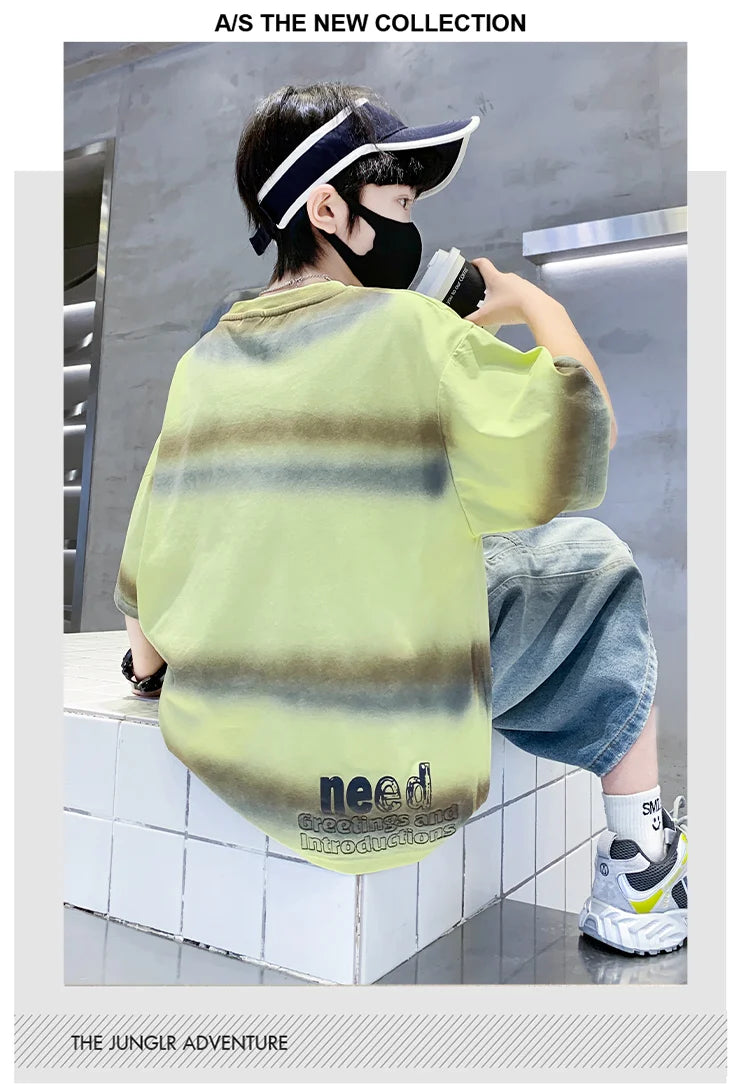 Summer Kids Outfit Sets for Boys Short Sleeve T-shirt Shorts 2PS Clothing Set Tweens Child Tracksuit Top and Bottom Clothes Set