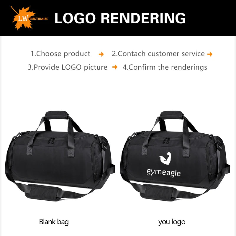 Large capacity travel bag with printed logo name boxing sports storage bag gym bag personalized pattern