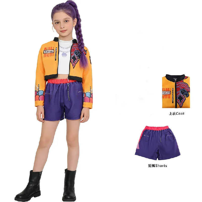 Girls Hunter Rumi Cosplay Costume Sets Fashion Girls Golden Mira Zoey Role-playing Outfits K-Pop Stage Performance Clothing Suit