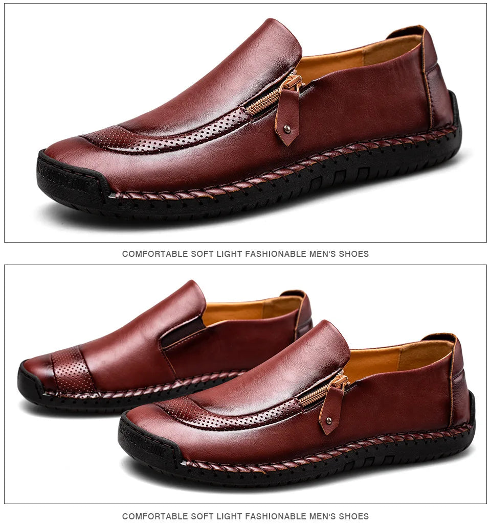 Handmade Leather Men Shoes High Quality Men Loafers Comfortable Soft Sole Walking Shoes Hot Sale Moccasins Men Driving Shoes New