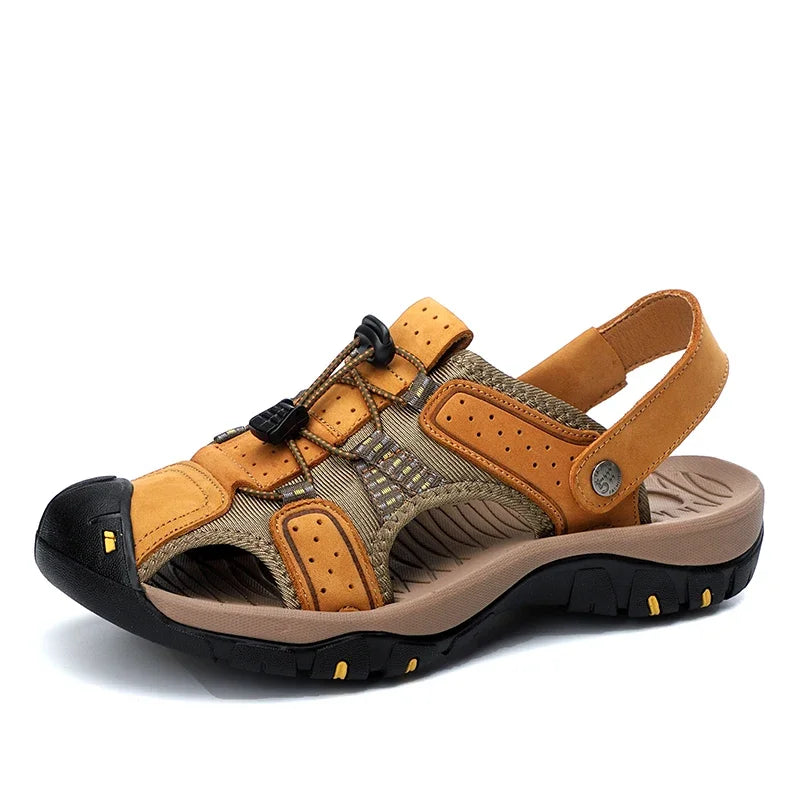 2023 Men Summer Sandals Leather Outdoor Beach Shoes Pure Handmade Shoes Fashion Big Size Slippers Men Luxury Casual Shoes