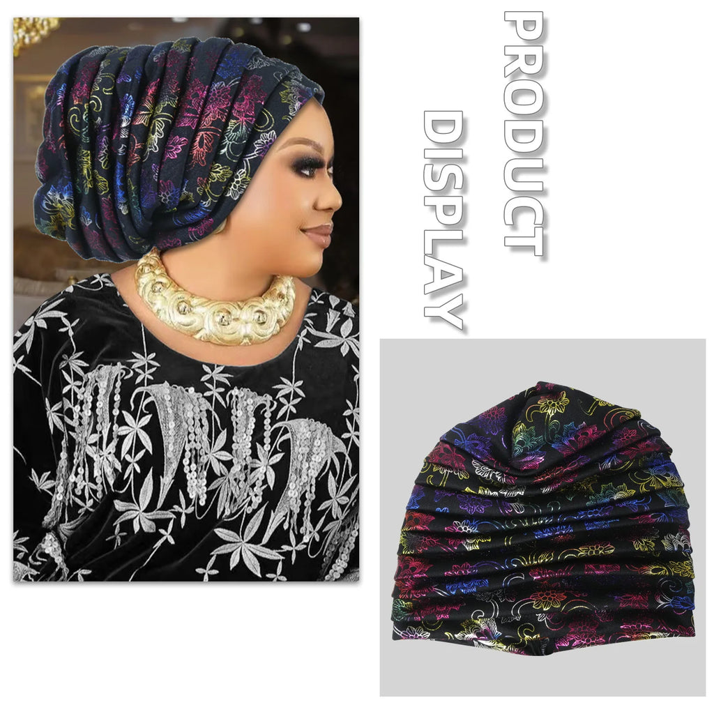 Fashion Wedding Geles African Headtie Auto Gele Turbans for Women Fabric Muslim Headwear Headpiece Female Head Wraps