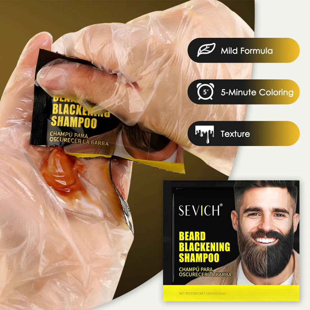 5PCS Natural Beard Hair Dye Shampoo Portable 5 Minute Instant Blackening Color Tint Cream Moustache Shampoo For Men Dropshipping