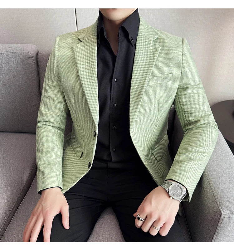Men Suit Jacket Blazer Hombre High-quality Fashionable and Elegant Men Business Slim Fit Suit Jacket Social Party Formal Jacket